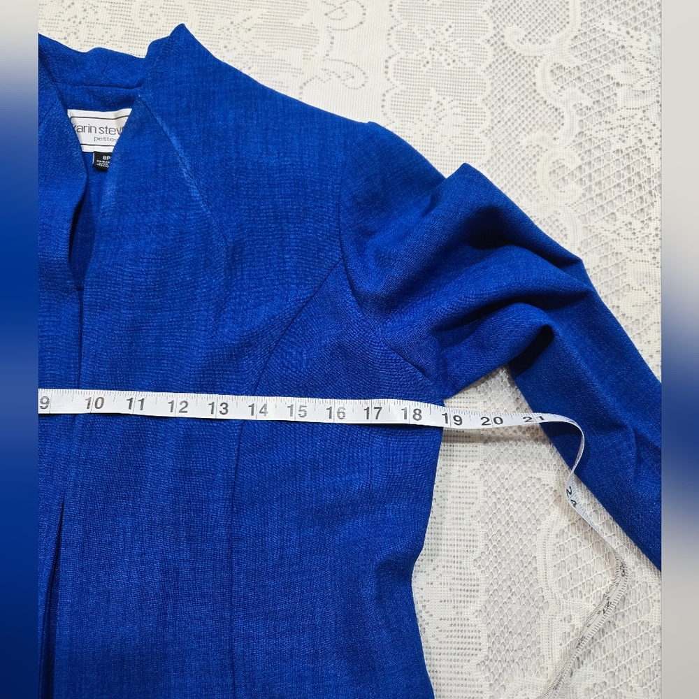 Karin Stevens Vibrant Blue Blazer Sz 8P 100% Polyester - Picture 5 of 9